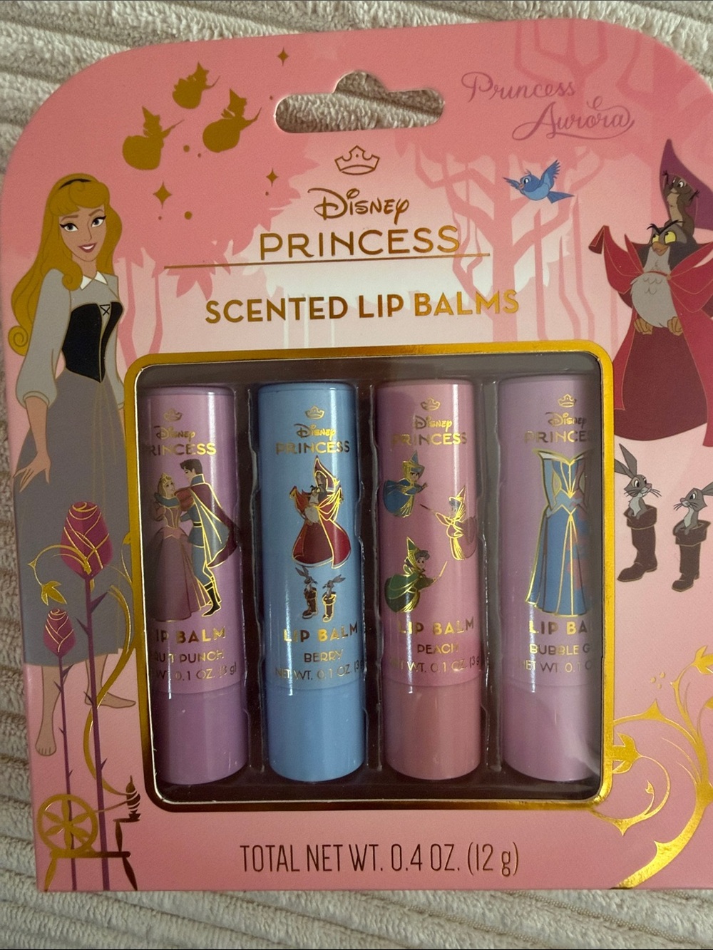 Disney Princess Scented Lip Balm Set – Pink & Blue Tubes